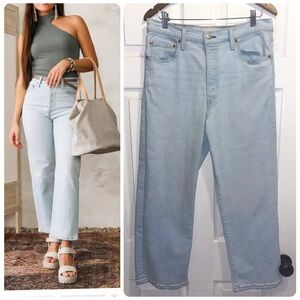 LEVI'S Ribcage Straight Ankle High Waist Jeans Fall Storm Blue Size 31